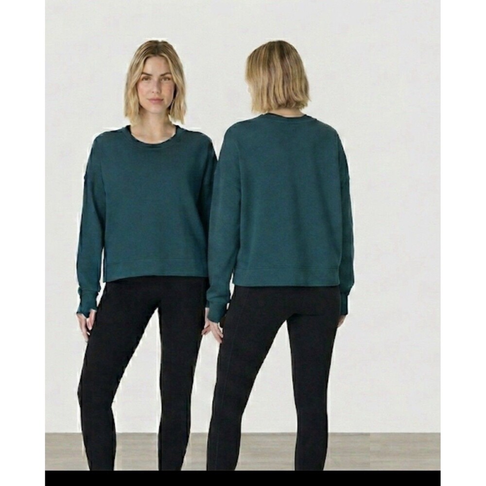 Sweaty Betty Sweatshirt Womens XXL Green Pullover Crew Neck Relaxed Fit Stretch